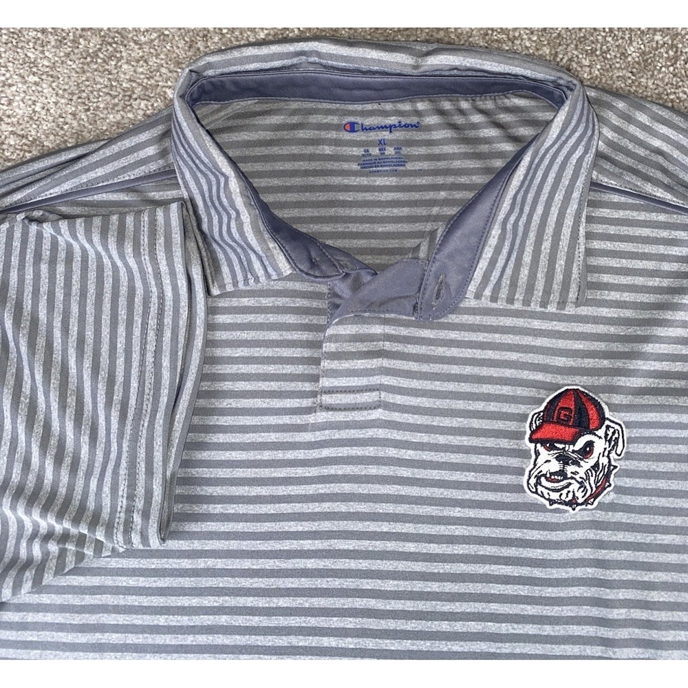 Champion Georiga Bulldogs Gray Striped Mens XL Performance Embroidered Logo NCAA